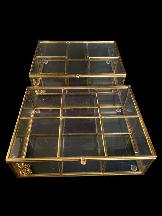 Sieradendoos (2) - Glas, Messing - vitrinekastje, Antiek en Kunst, Kunst | Designobjecten