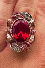 Zonder Minimumprijs - Ring - 9 kt. Roségoud, Zilver Robijn -, Nieuw