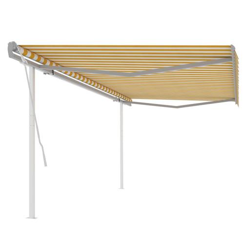 vidaXL Luifel handmatig uittrekbaar met palen 5x3,5 m geel, Tuin en Terras, Zonneschermen, Nieuw, Verzenden
