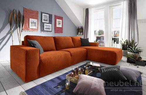 Loungebank Marle - hoekbanken - Cognac, Huis en Inrichting, Banken | Sofa's en Chaises Longues, Nieuw, Stof