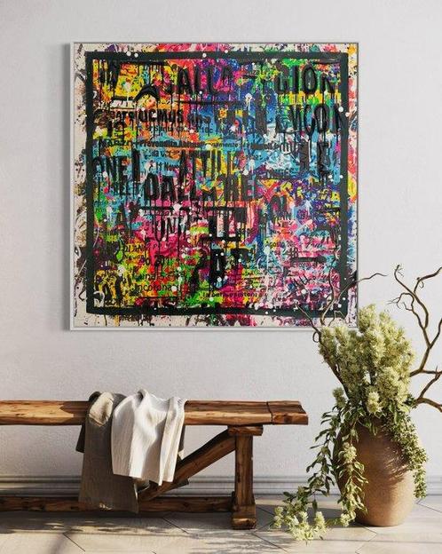 Mikko (1982) - Abstract Lettering On Graffiti Background -, Antiek en Kunst, Kunst | Schilderijen | Modern