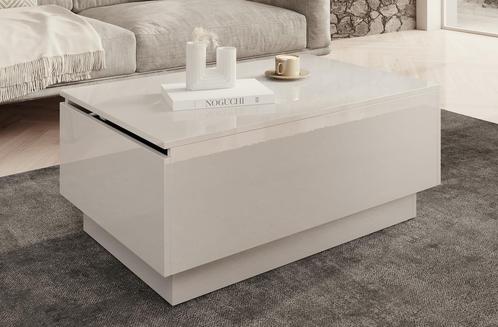 Meubella| salontafel rechthoekig hoogglans wit met klep 90cm, Huis en Inrichting, Tafels | Salontafels, 50 tot 100 cm, Nieuw, Minder dan 50 cm