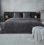 Teddy ribbed dekbedovertrek - antraciet - 240 x 200/220 cm |, Verzenden, Nieuw, Grijs