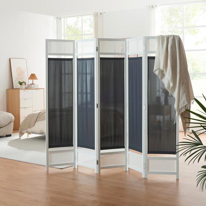 Kamerscherm Dorotea scheidingswand 200x170 cm wit en donkerg, Huis en Inrichting, Woonaccessoires | Kamerschermen, Verzenden