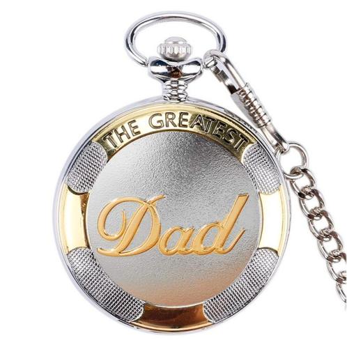 Fako® - Zakhorloge - XXL - The Greatest Dad - Ø 47mm -, Sieraden, Tassen en Uiterlijk, Horloges | Heren, Verzenden