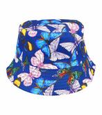 Bucket Hat Omkeerbaar Vlinder Wit Color Blauw, Nieuw