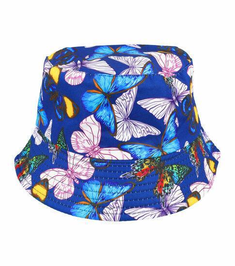 Bucket Hat Omkeerbaar Vlinder Wit Color Blauw, Kleding | Dames, Hoeden en Petten