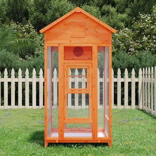 Volière Vogelkooi 91,5x53x170 cm massief grenenhout bruin, Dieren en Toebehoren, Vogels | Hokken en Kooien, Nieuw, Verzenden