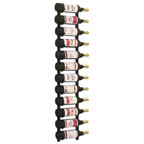 vidaXL Wijnrek wandmontage voor 12 flessen ijzer zwart, Huis en Inrichting, Woonaccessoires | Wijnrekken, Nieuw, Verzenden