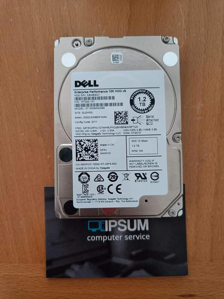 Dell 1,2TB 10k SAS schijf 0WXPCX, Computers en Software, Harde schijven, Refurbished, Ophalen of Verzenden