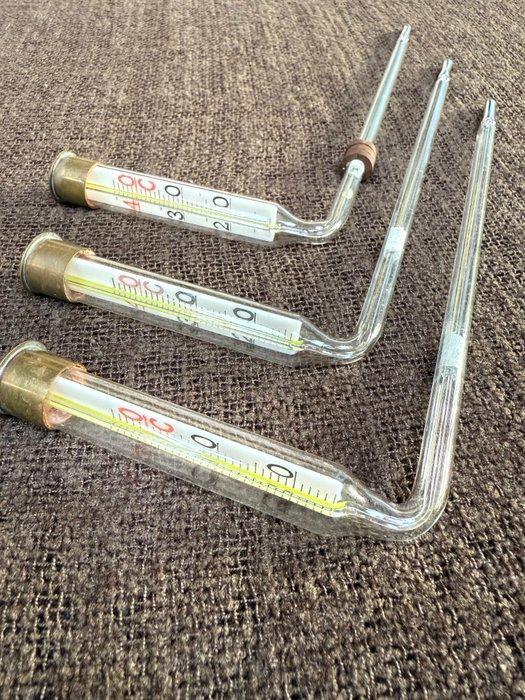 Thermometer (3) - Glas, Messing - hoekthermometer, Antiek en Kunst, Antiek | Wandborden en Tegels