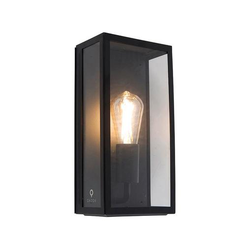 Industriële buiten wandlamp zwart IP44 met glas - Rotterdam, Tuin en Terras, Buitenverlichting, Nieuw, 50 tot 250 watt, Overige materialen
