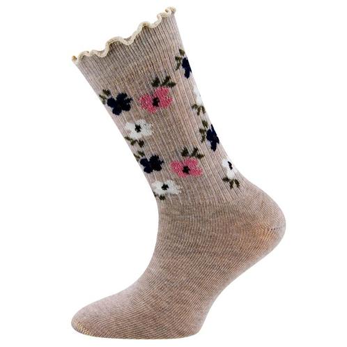 Kindersokken Ewers Meisjes - Beige-Ecru met Bloemetjes en Fi, Kinderen en Baby's, Kinderkleding | Schoenen en Sokken, Meisje, Nieuw