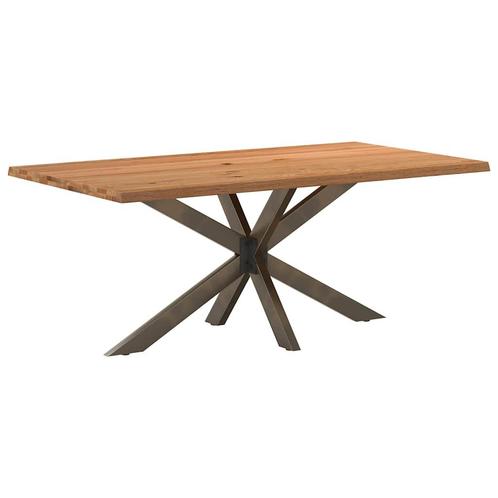 vidaXL Eettafel rechthoekig 180x100x74 cm massief eikenhout, Huis en Inrichting, Tafels | Eettafels, Nieuw, Verzenden