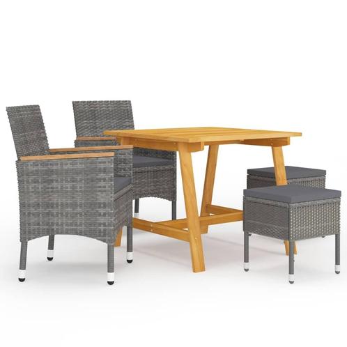 vidaXL 5-delige Tuinset grijs, Tuin en Terras, Tuinsets en Loungesets, Tuinset, Nieuw, 4 zitplaatsen, Rotan, Verzenden