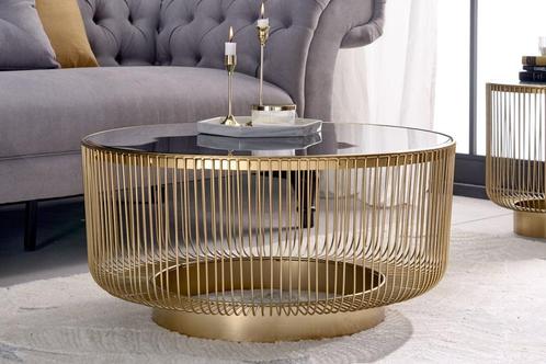 Ronde salontafel VARIATION 80cm goud metalen frame zwart, Huis en Inrichting, Tafels | Salontafels, Ophalen of Verzenden