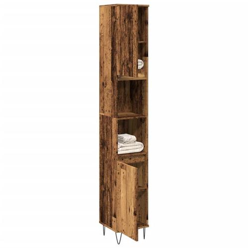 vidaXL Badkamerkast 30x30x190 cm bewerkt hout oud, Huis en Inrichting, Badkamer | Badkamermeubels, Nieuw, 150 tot 200 cm, Verzenden