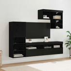 vidaXL TV Wandmeubels Wandgemonteerd 6 pcs Zwart Eiken, Huis en Inrichting, Kasten | Televisiemeubels, Minder dan 50 cm, Verzenden