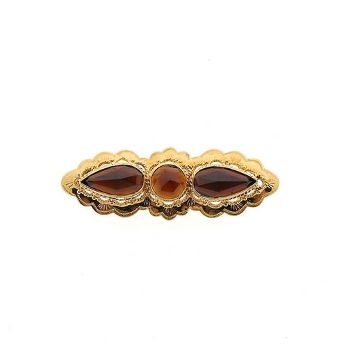 Gouden broche met granaat | Vintageantiek (granaat stenen), Sieraden, Tassen en Uiterlijk, Broches, Overige kleuren, Gebruikt