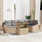 vidaXL Tuin Sofa Set met opslag 6 pcs Beige Poly riet, Verzenden, Nieuw, Rotan