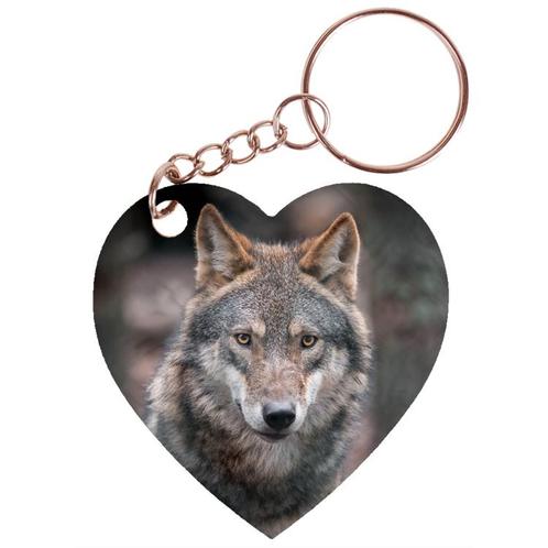 Sleutelhanger hartje 5x5cm - Wolf in Bos NIEUW, Verzamelen, Sleutelhangers, Nieuw, Ophalen of Verzenden