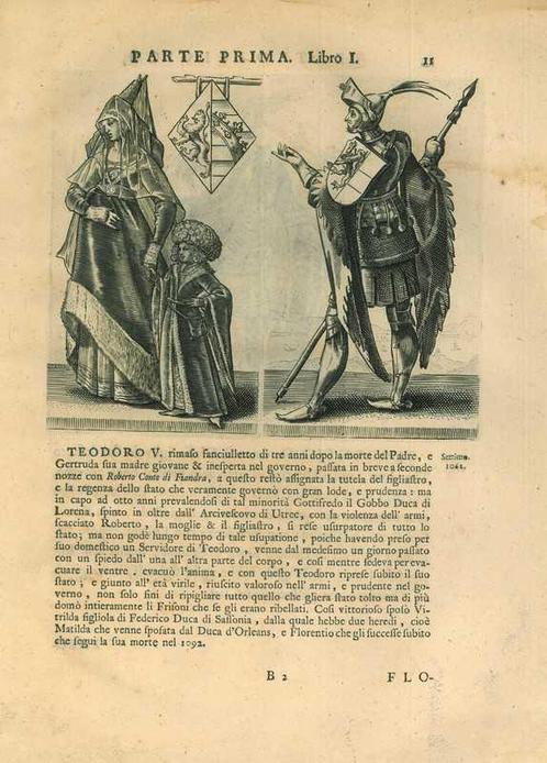Portrait of Dirk V, Count of Holland, Antiek en Kunst, Kunst | Etsen en Gravures