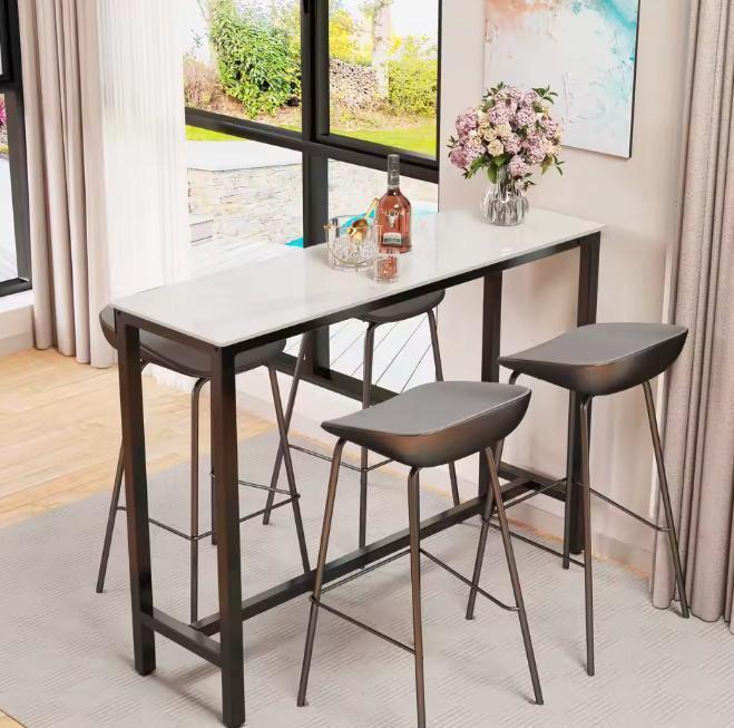 Marmeren bartafel 120 cm rechthoekig met metalen frame, Huis en Inrichting, Tafels | Bijzettafels, Nieuw, Verzenden