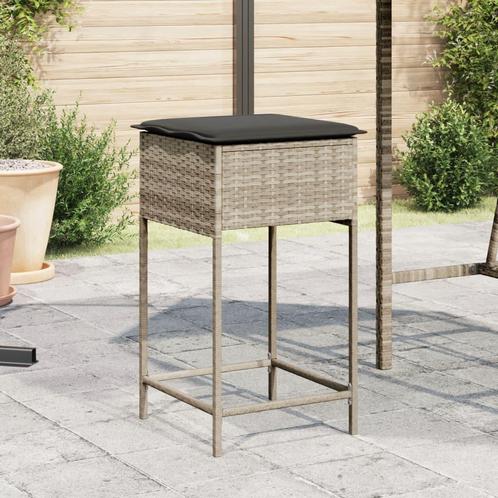 vidaXL Tuinbarkrukken met kussens 2 st poly rattan, Tuin en Terras, Tuinstoelen, Nieuw, Rotan, Verzenden