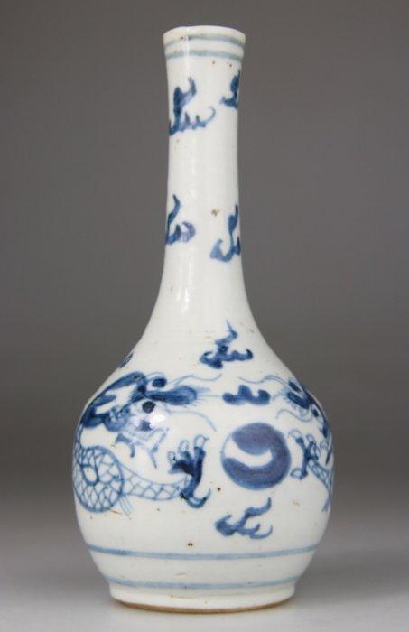 Vaasje en porselein blauw-wit - Draken - Porselein - China -, Antiek en Kunst, Antiek | Overige Antiek