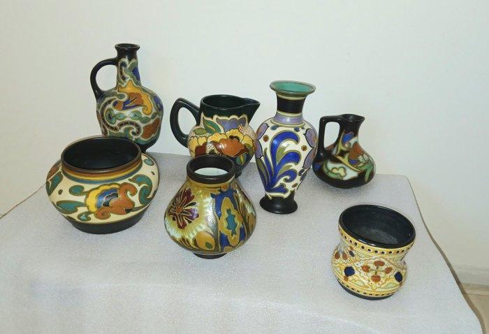 Plateelbakkerij Zuid-Holland - Vaas (7) - Aardewerk -, Antiek en Kunst, Antiek | Glas en Kristal