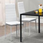 Moderne Eetkamerstoel Loja - 2-Delig - Wit - Kunstleer, Huis en Inrichting, Stoelen, Verzenden, Nieuw