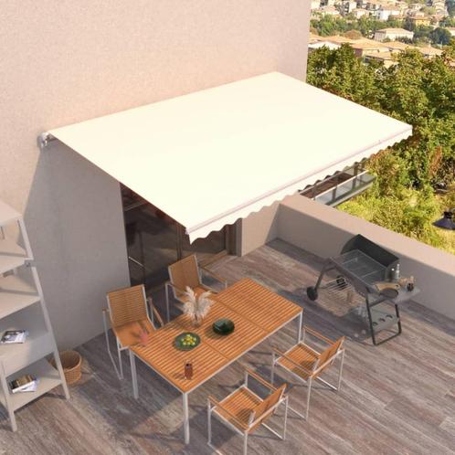 vidaXL Luifel handmatig uittrekbaar 500x350 cm crèmekleurig, Tuin en Terras, Zonneschermen, Nieuw, Verzenden