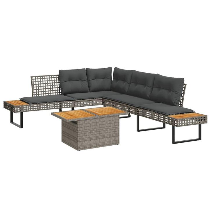 vidaXL 2-delige Loungeset met kussens poly rattan en, Tuin en Terras, Tuinsets en Loungesets, Loungeset, Nieuw, 2 zitplaatsen