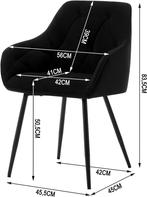 WOLTU 2 Eetkamerstoelen - Fluweel - Metalen Poten - Zwart, Verzenden, Nieuw