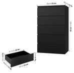 Ladekast met 5 Lades – Zwarte Houten Dressoir voor Slaapkame, Huis en Inrichting, Kasten | Dressoirs, Verzenden, Nieuw