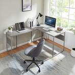 Hoekbureau Karlstang L-vormig lichtgrijs met houtnerf 166x12, Huis en Inrichting, Bureaus, Verzenden, Nieuw