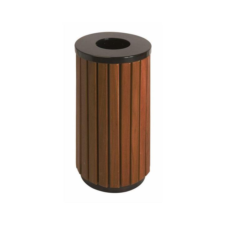 Buitenafvalbak 40 ltr - Zwart/hout look, Huis en Inrichting, Woonaccessoires | Prullenbakken, Nieuw, Verzenden