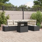vidaXL 6-delige tuinset met kussens in zwart poly rattan, Tuin en Terras, Verzenden, Nieuw, Rotan, Tuinset