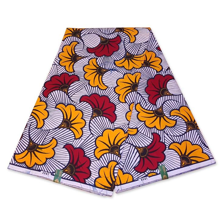 VLISCO stof Hollandais Afrikaanse Wax print - Witte Trouwblo, Hobby en Vrije tijd, Stoffen en Lappen, Nieuw, Ophalen of Verzenden