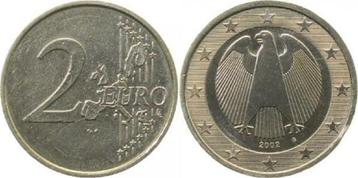 2 Euro 2002 Duitsland 2 € Monometall Riffelrand ohne Rand.
