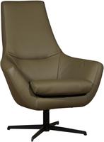 Olijfgroene leren moderne draaifauteuil - Massif Leer Olive, Huis en Inrichting, Fauteuils, Nieuw, 75 tot 100 cm, Leer, Ophalen of Verzenden