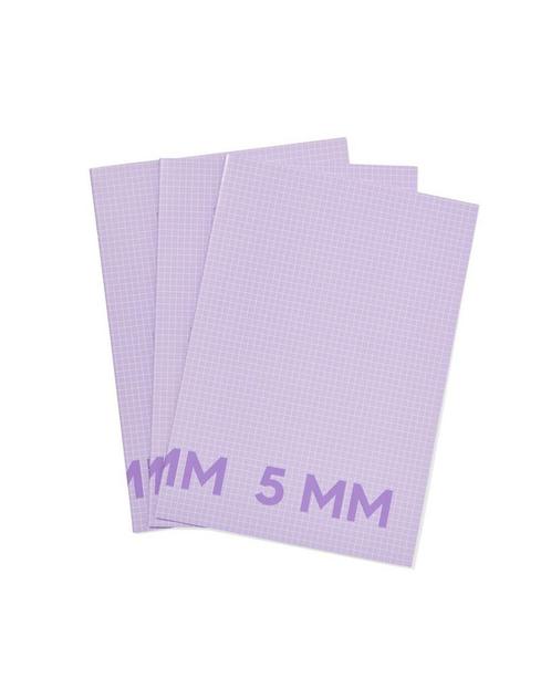 HEMA Schriften lila A4 geruit 5mm - 3 stuks, Diversen, Agenda's, Nieuw, Verzenden