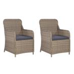 vidaXL Tuinstoelen 2 st met kussens poly rattan bruin, Tuin en Terras, Tuinstoelen, Verzenden, Nieuw
