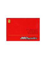 2004 FERRARI 360 SPIDER INSTRUCTIEBOEKJE 1772/02