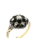 Gouden Victoriaanse ring met roos geslepen diamanten, 18 tot 19, Gebruikt, Overige kleuren, Ophalen of Verzenden