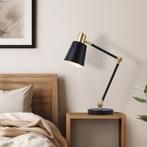 lux.pro Tafellamp Abergele bureaulamp 68 cm E27 zwart en gou, Huis en Inrichting, Verzenden, Nieuw