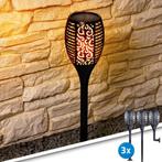 Voordeelset Solar LED lamp Fakkel met vlameffect 3 stuks, Tuin en Terras, Buitenverlichting, Kunststof, Verzenden, Minder dan 50 watt