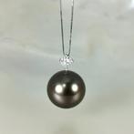 Halsketting - 18 karaat Witgoud Parel - Diamant - Tahiti, Sieraden, Tassen en Uiterlijk, Kettingen, Nieuw