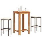 vidaXL 3-delige Tuinbarset massief acaciahout en poly rattan, Tuin en Terras, Tuinsets en Loungesets, Verzenden, Nieuw, Rotan