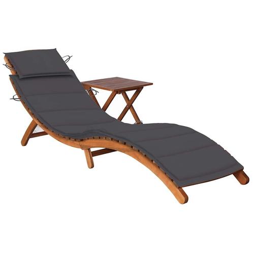 vidaXL Ligbed met tafeltje en kussen massief acaciahout, Tuin en Terras, Ligbedden, Nieuw, Verzenden